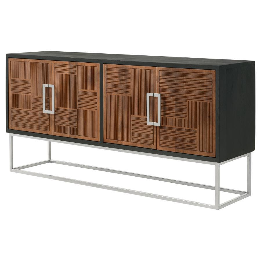 Borman - 4-Door Wooden Accent Cabinet - Walnut and Black