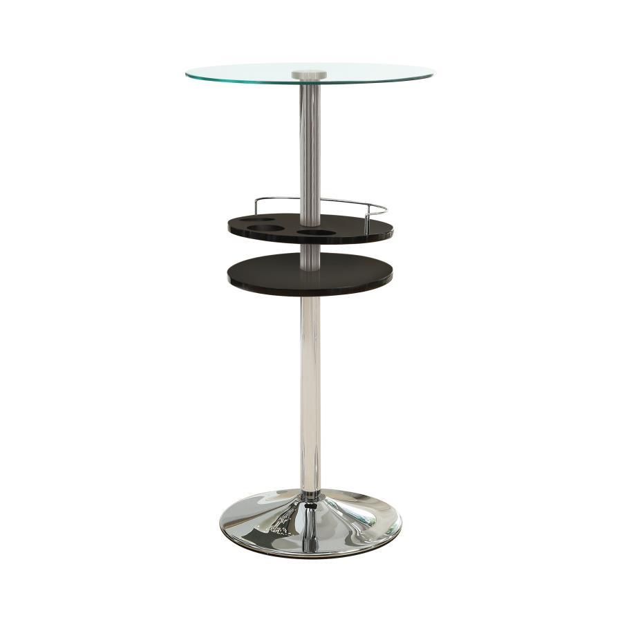 Gianella - Glass Top Bar Table With Wine Storage - Black and Chrome