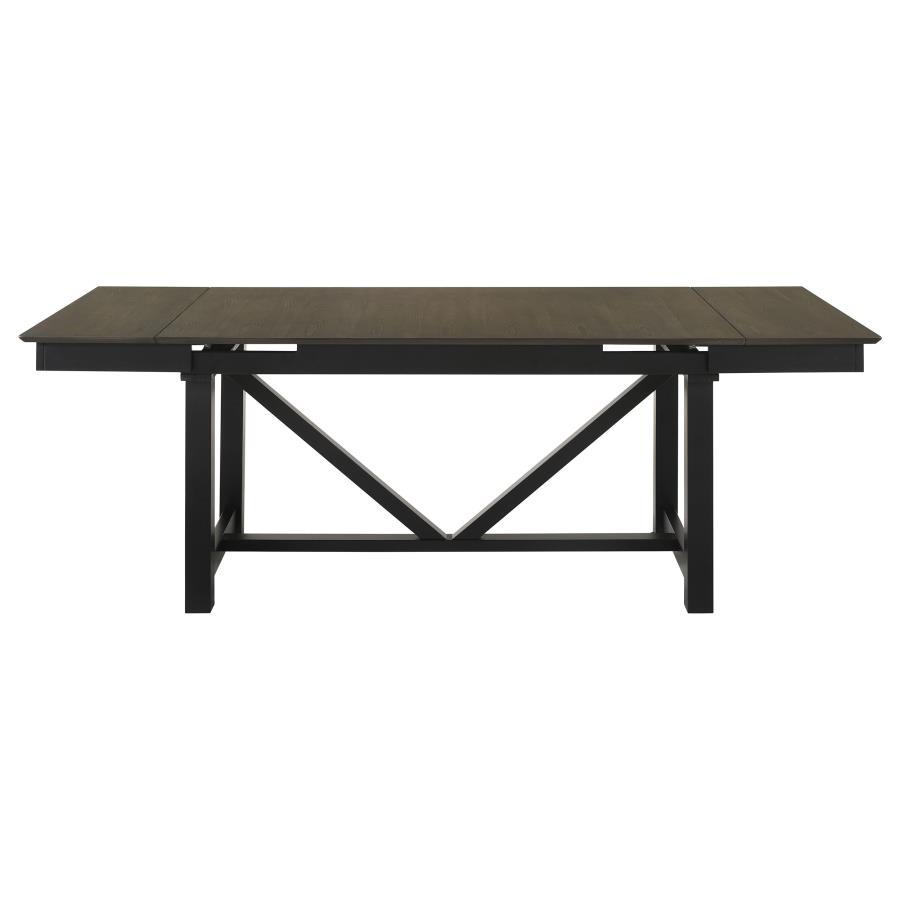 Malia - 7-Piece Rectangular Dining Table Set With Refractory Extension Leaf - Beige and Black