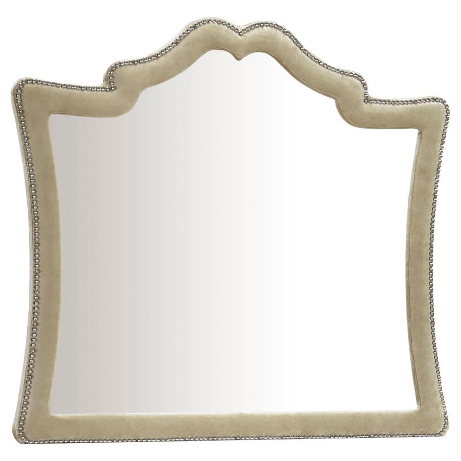 Antonella - Dresser Mirror With Nailhead Trim - Camel