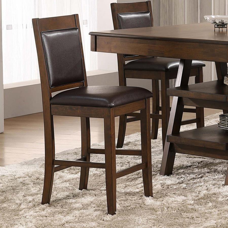 Dewey - Upholstered Counter Height Chairs With Footrest (Set of 2) - Brown and Walnut