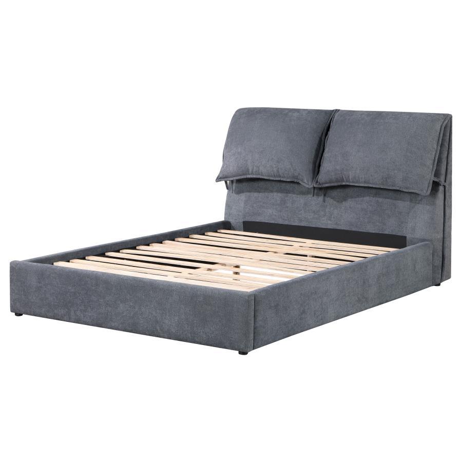 Laurel - Upholstered Eastern King Platform Bed With Pillow Headboard - Charcoal Grey