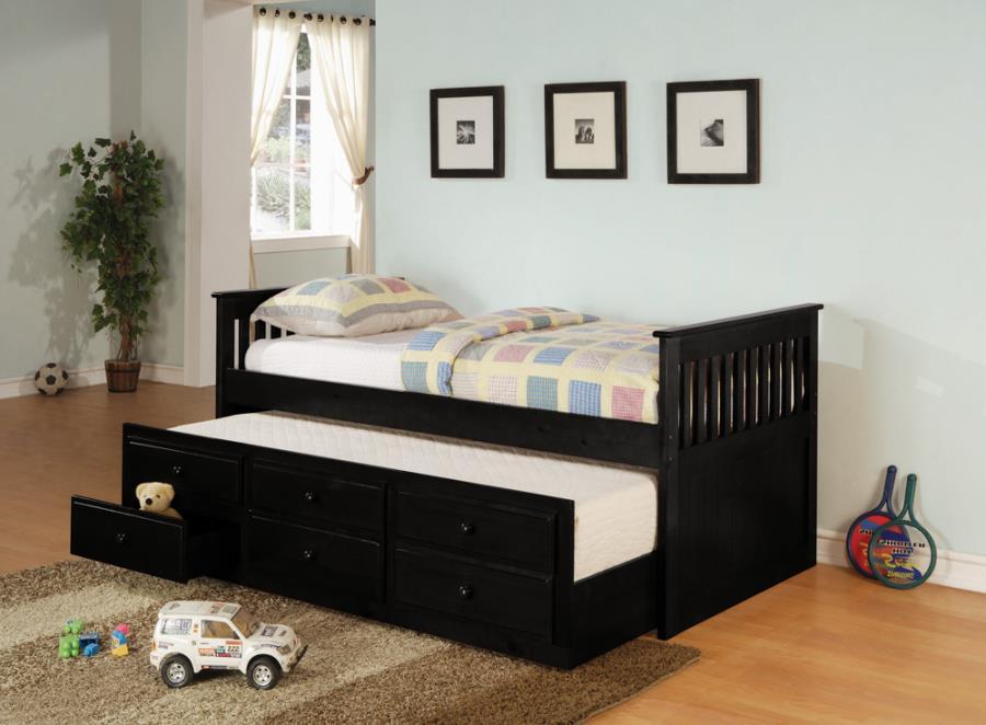 Rochford - Twin Captain'S Daybed With Storage Trundle - Black
