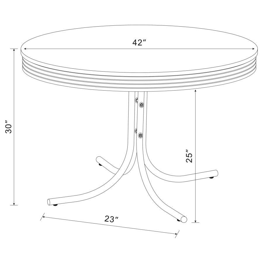 Retro - Round Dining Table - Glossy White and Chrome