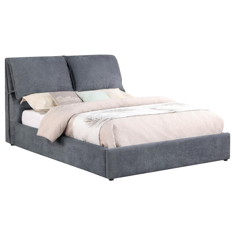 Laurel - Upholstered Eastern King Platform Bed With Pillow Headboard - Charcoal Grey