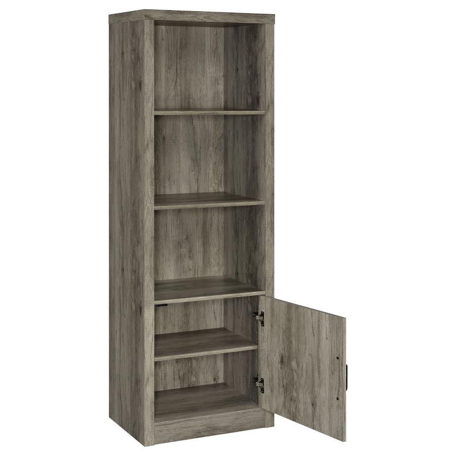 Burke - 3-Shelf Media Tower With Storage Cabinet - Grey Driftwood