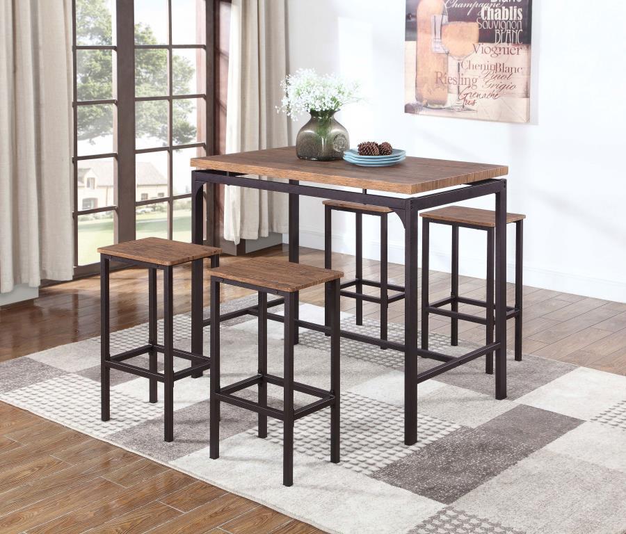 Santana - 5-Piece Bar Set - Weathered Chestnut and Black