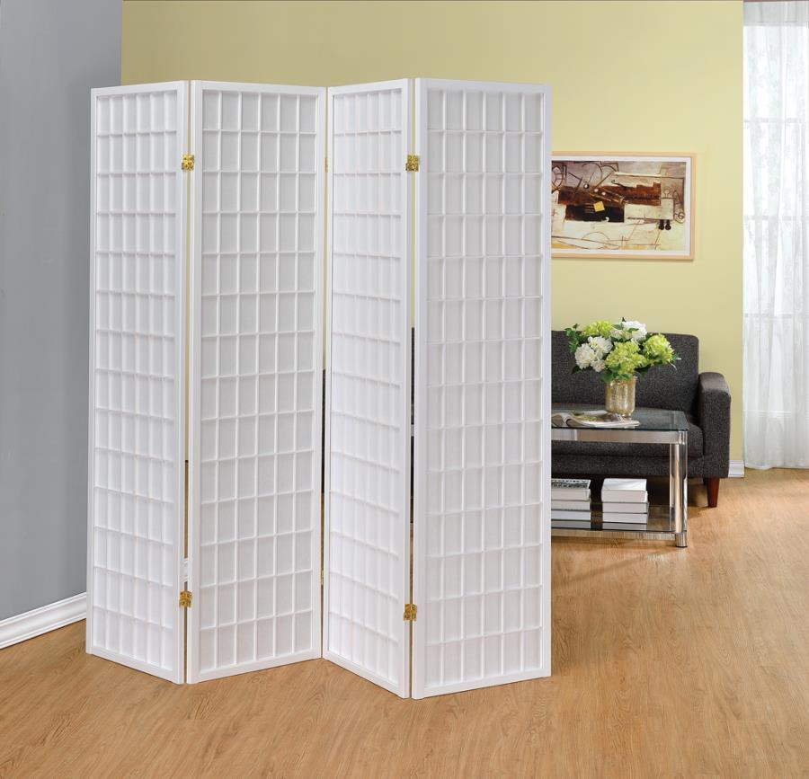 Roberto - 4-panel Linear Grid Design Folding Screen
