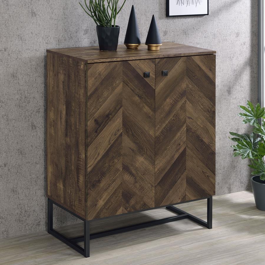 Carolyn - 2-Door Accent Cabinet - Rustic Oak and Gunmetal