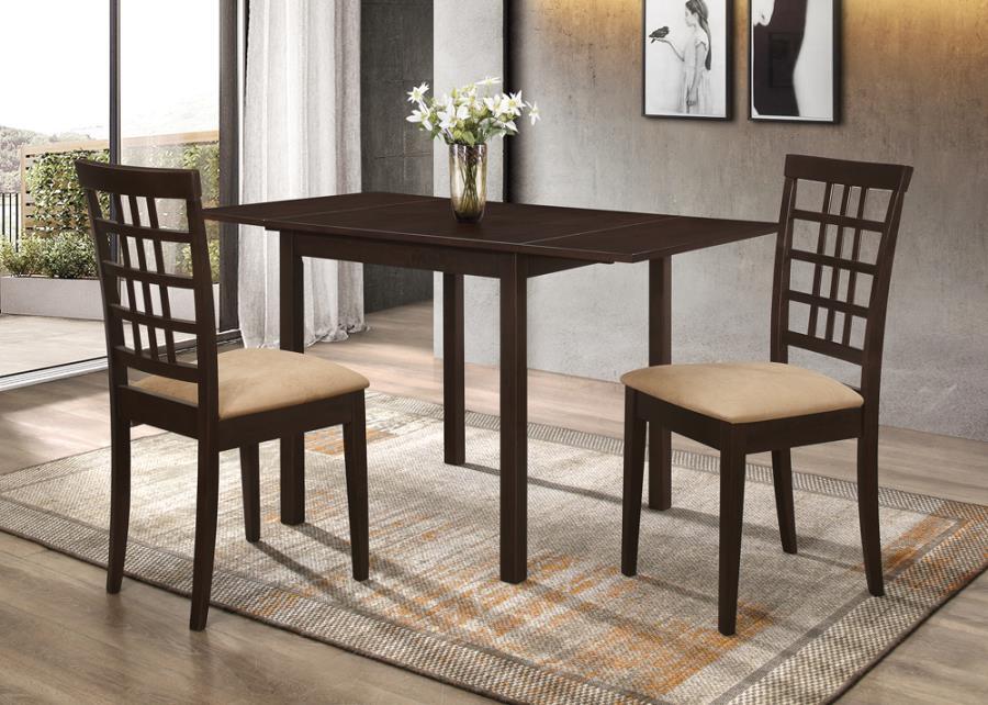 Kelso - 3-Piece Drop Leaf Dining Set - Cappuccino and Tan