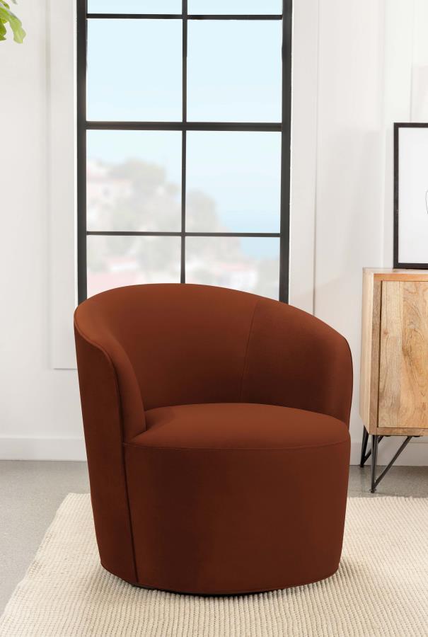 Joyce - Sloped Arms Swivel Chair - Burnt Orange