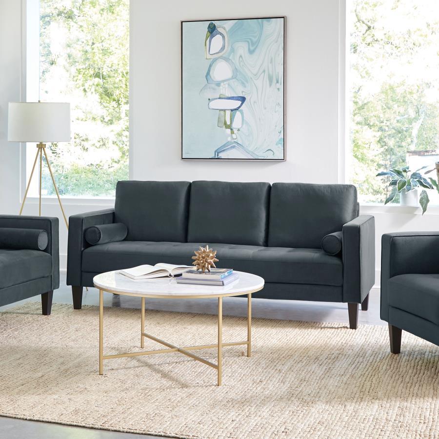 Gulfdale - Cushion Back Upholstered Sofa - Dark Teal
