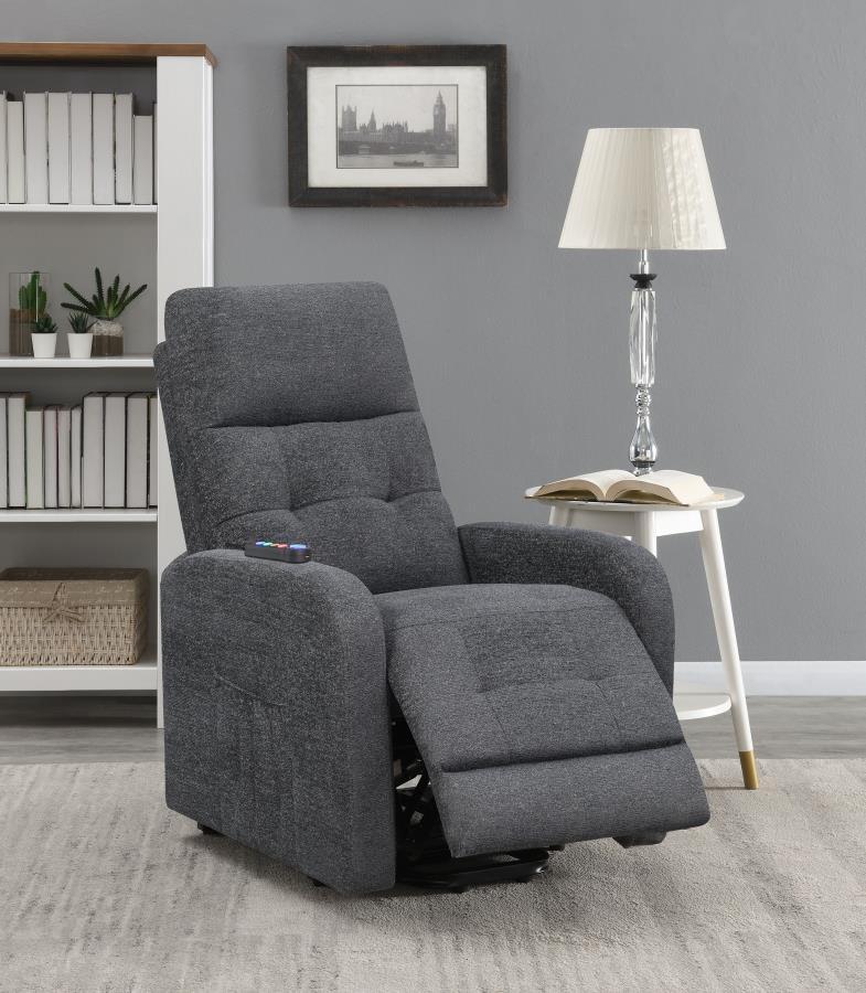 Howie - Tufted Upholstered Power Lift Recliner - Charcoal