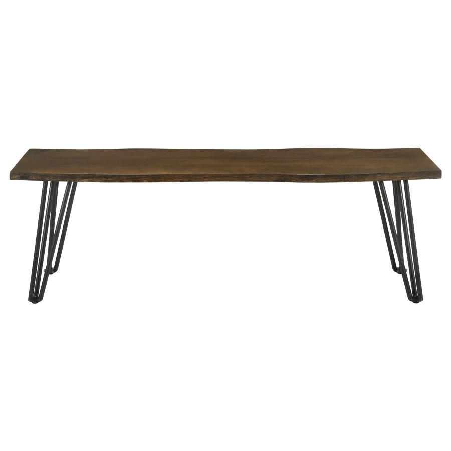 Topeka - Live-Edge Dining Bench - Mango Cocoa and Gunmetal
