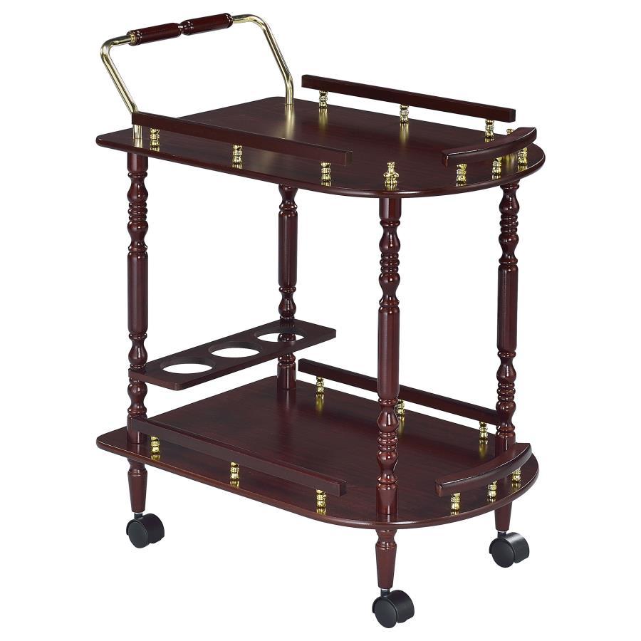 Palmer - 2-Tier Serving Cart - Merlot and Brass