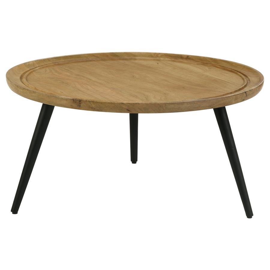Zoe - Round Coffee Table With Trio Legs - Natural and Black