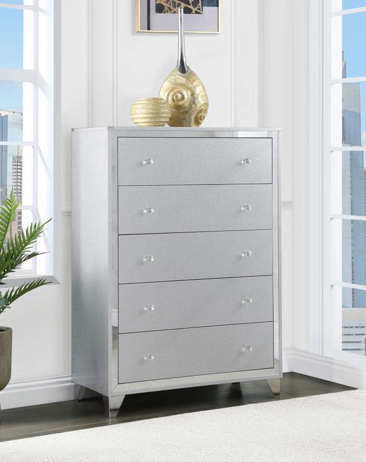 Larue - 5-Drawer Chest - Silver