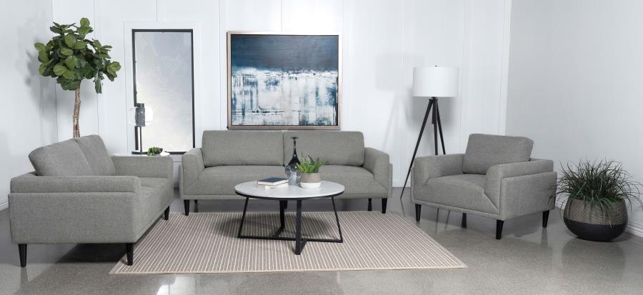 Rilynn - 3-Piece Upholstered Track Arms Sofa Set - Grey