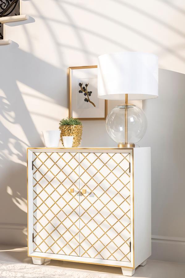 Belinda - 2-Door Accent Cabinet - White and Gold