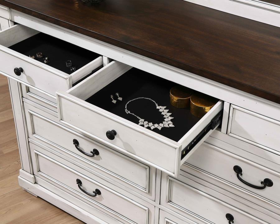 Hillcrest - 9-Drawer Dresser - Dark Rum and White