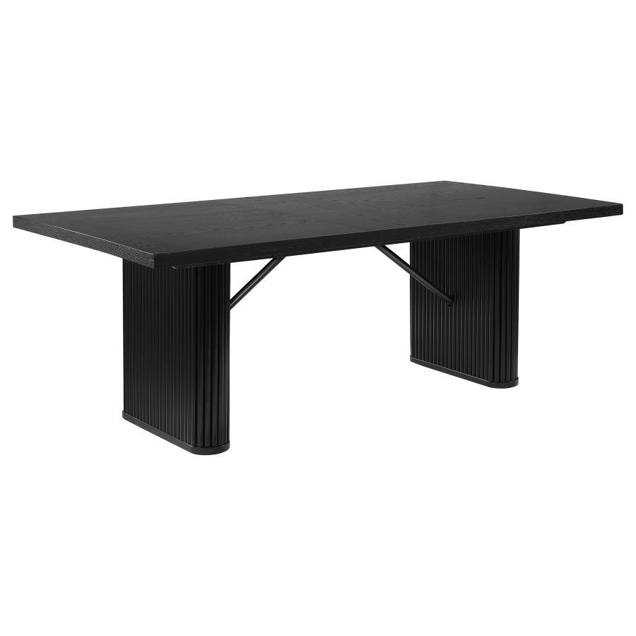 Catherine - 7-Piece Double Pedestal Dining Table Set - Charcoal Grey and Black