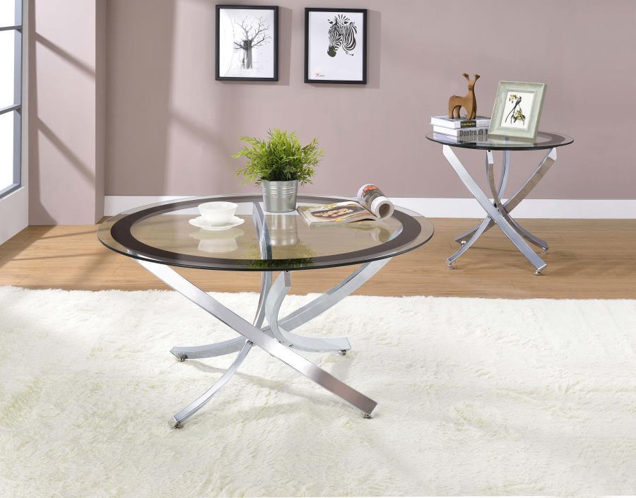 Brooke - Glass Top Coffee Table - Chrome and Black