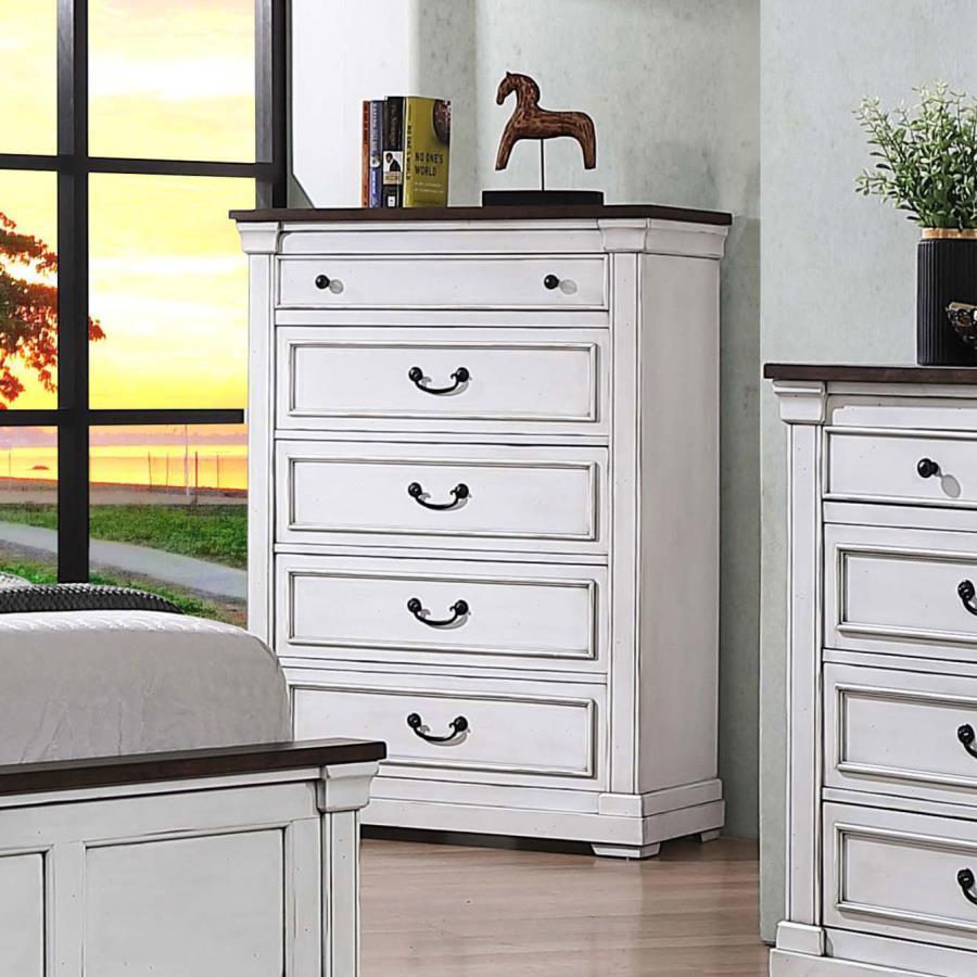 Hillcrest - 5-Drawer Chest - Dark Rum and White