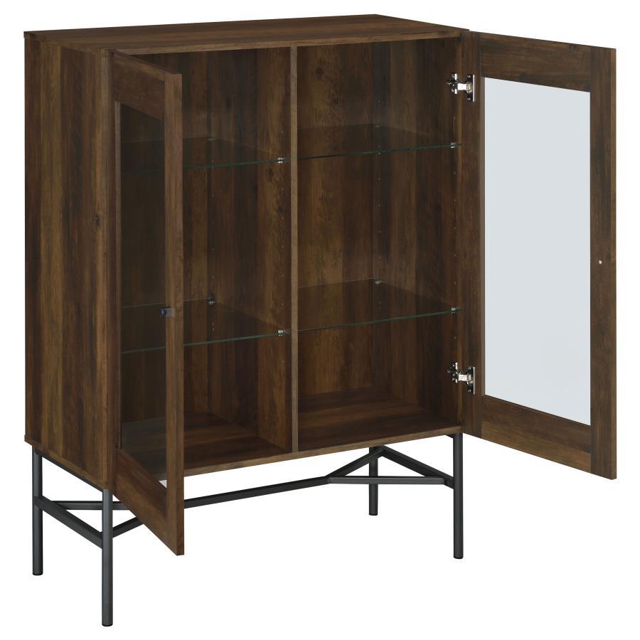 Bonilla - 2-Door Accent Cabinet With Glass Shelves - Dark Pine