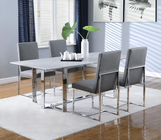 Annika - 5-Piece Rectangular Dining Set - White And Chrome