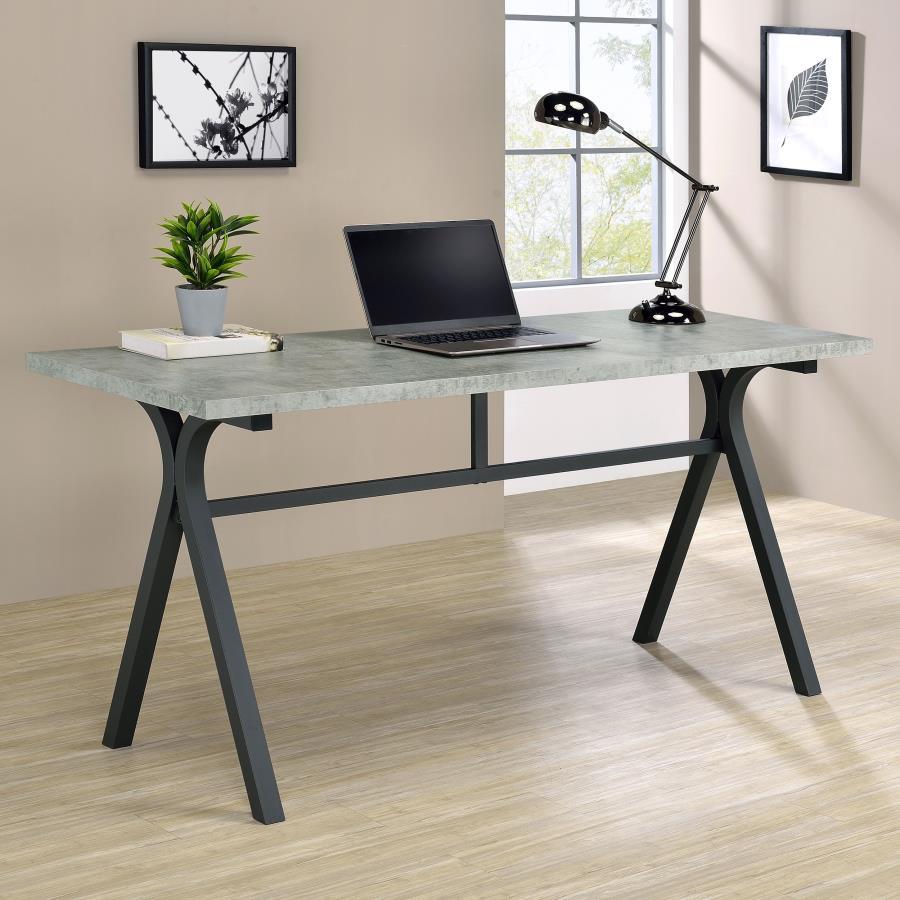 Tatum - Rectangular Writing Desk - Cement and Gunmetal