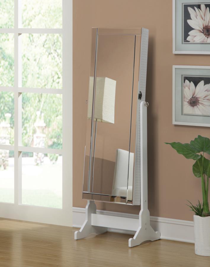 Zayas - Storage Jewelry Cheval Mirror - White