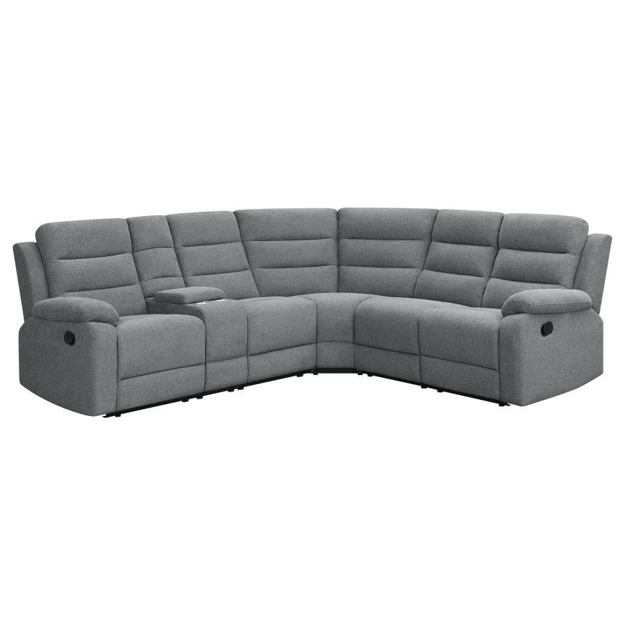 David - 3-Piece Upholstered Motion Sectional With Pillow Arms - Smoke