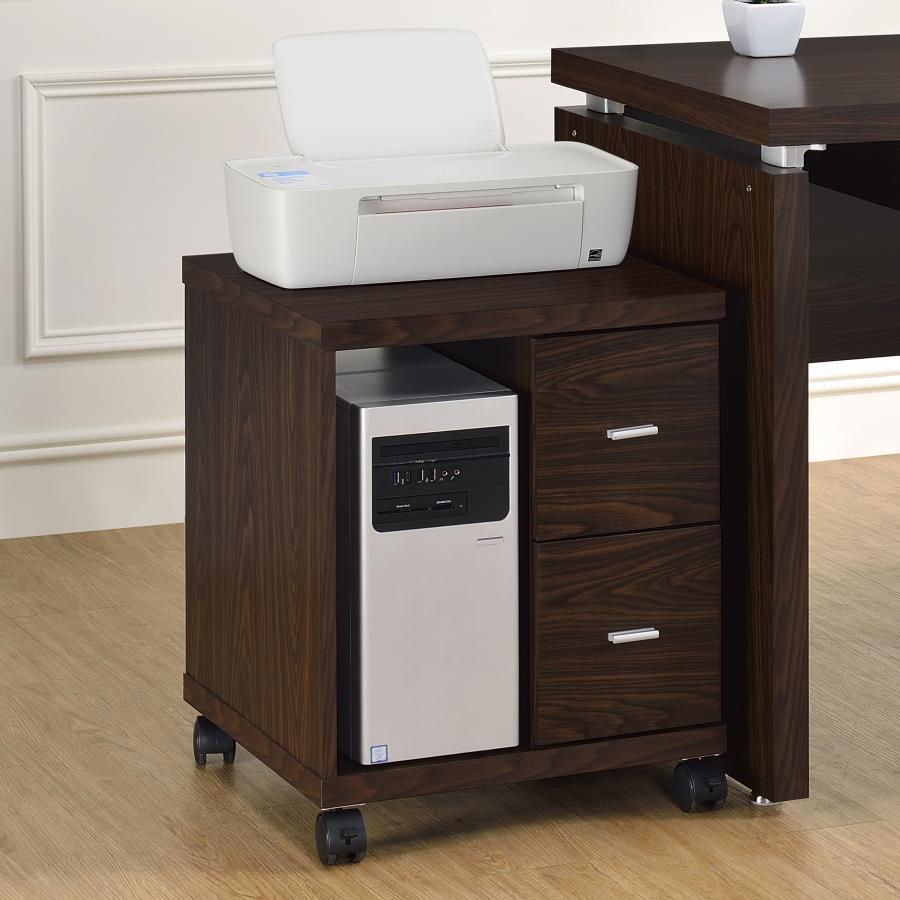 Russell - 2-Piece Computer Desk With Mobile CPU Stand - Medium Oak