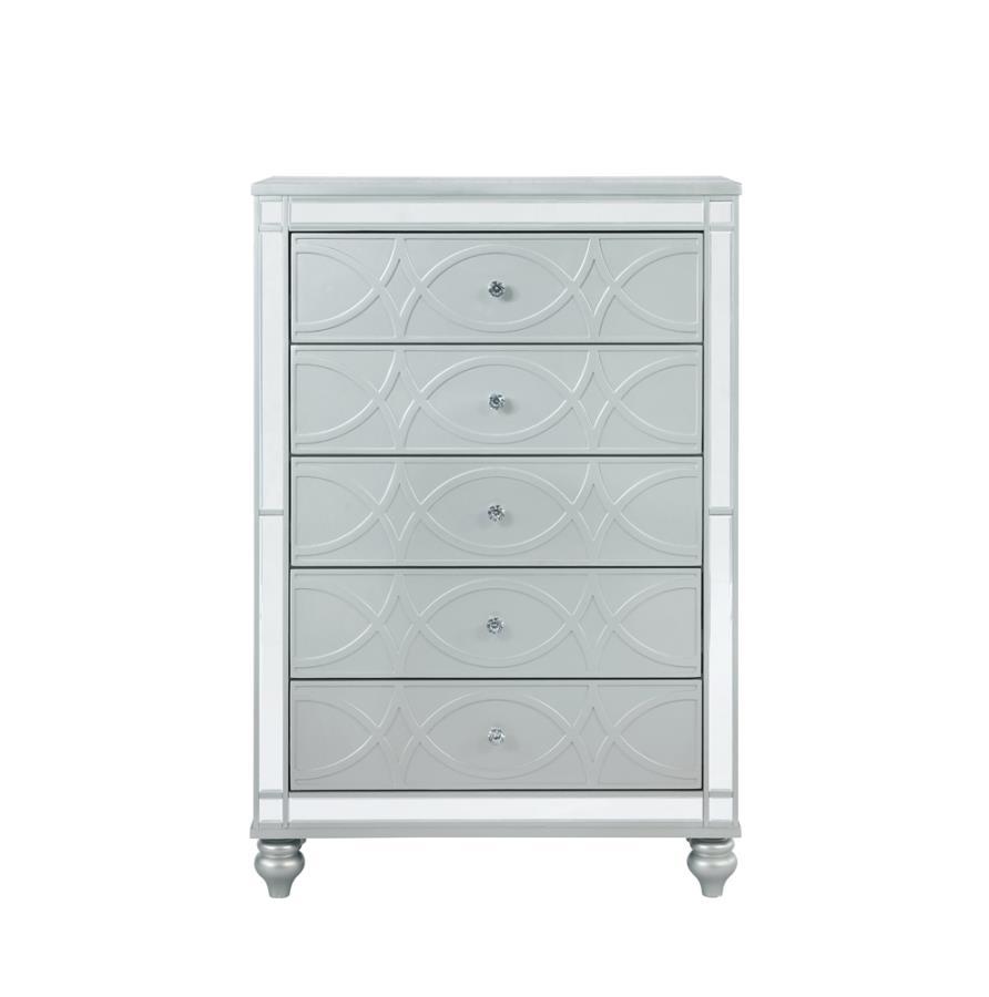 Gunnison - 5-Drawer Chest - Silver Metallic