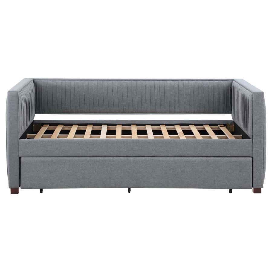 Brodie - Upholstered Twin Daybed With Trundle - Grey