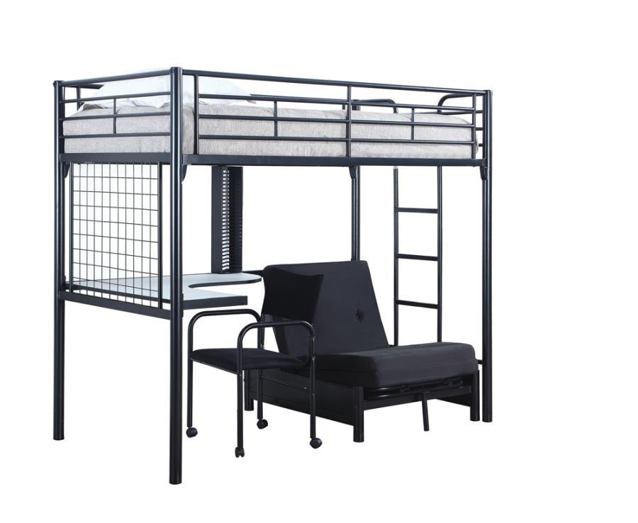 Jenner - Twin Futon Workstation Loft Bed - Black