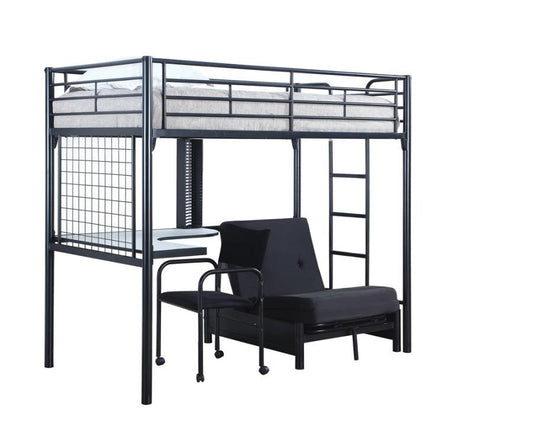 Jenner - Twin Futon Workstation Loft Bed - Black