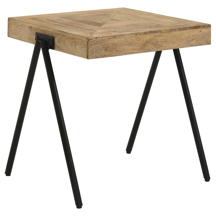 Avery - Square End Table With Metal Legs - Natural and Black
