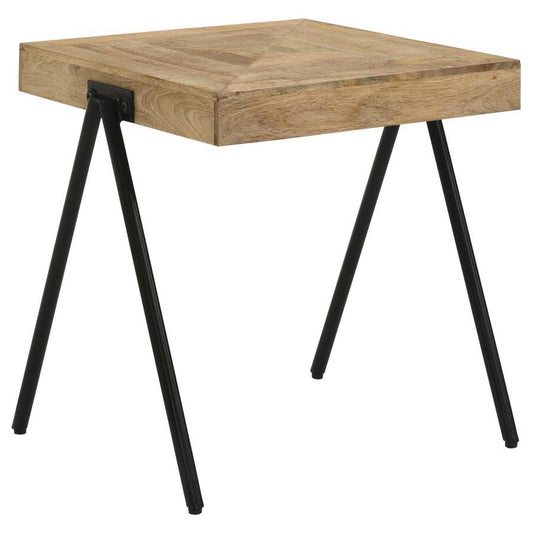 Avery - Square End Table With Metal Legs - Natural and Black