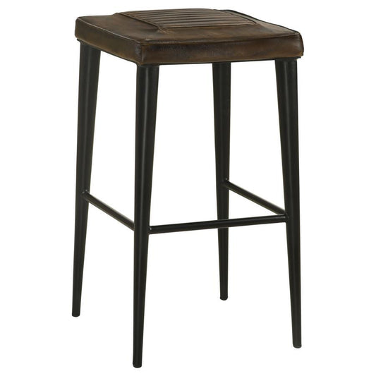 Alvaro - Leather Upholstered Backless Bar Stool (Set of 2) - Antique Brown and Black