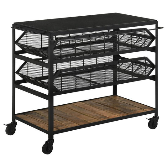 Evander - Accent Storage Cart With Casters - Natural and Black