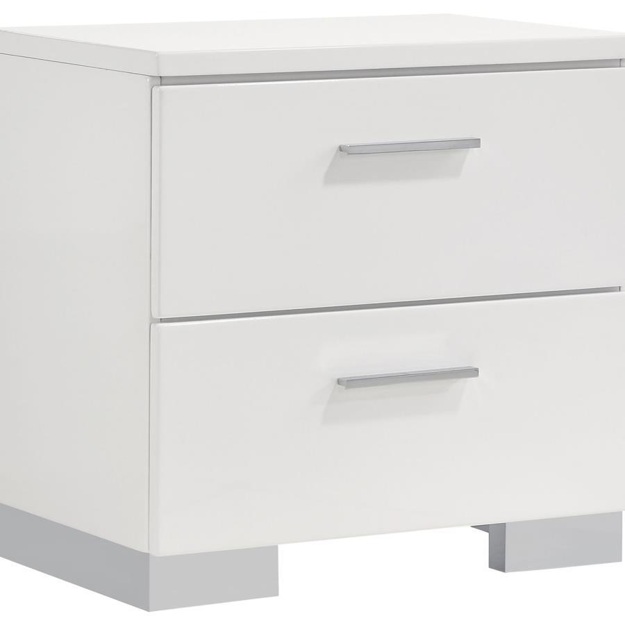 Felicity - 5-Piece Eastern King Bedroom Set With Led Mirror - Glossy White