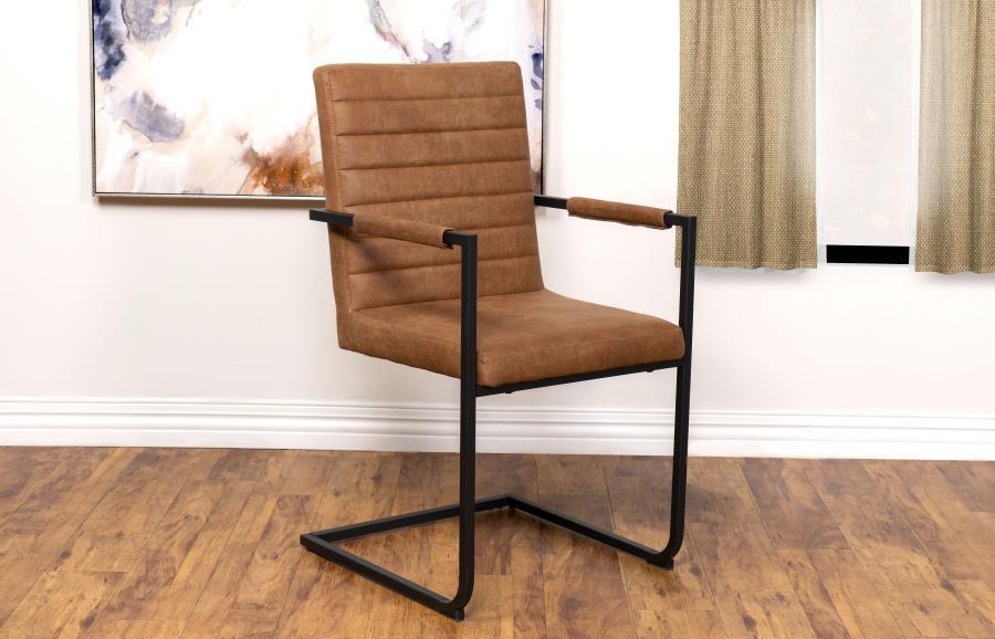 Nate - Upholstered Dining Arm Chair (Set of 2) - Antique Brown and Black