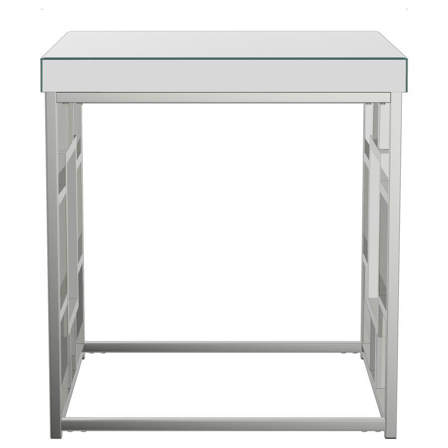 Dafina - Geometric Frame Square End Table - Chrome
