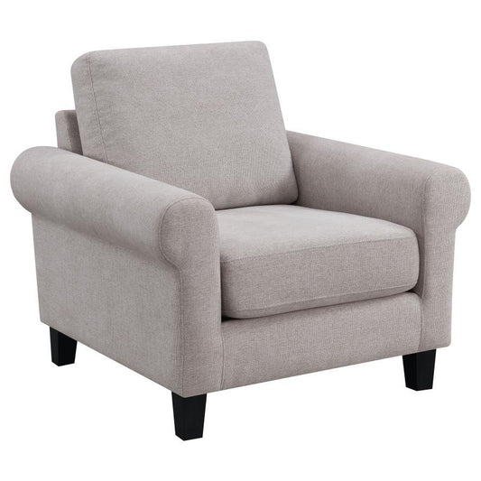 Nadine - Upholstered Round Arm Chair - Oatmeal