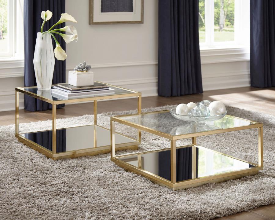 Renee - 2-Piece Square Occasional Set - Rose Brass