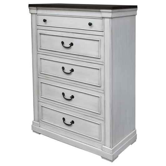 Hillcrest - 5-Drawer Chest - Dark Rum and White