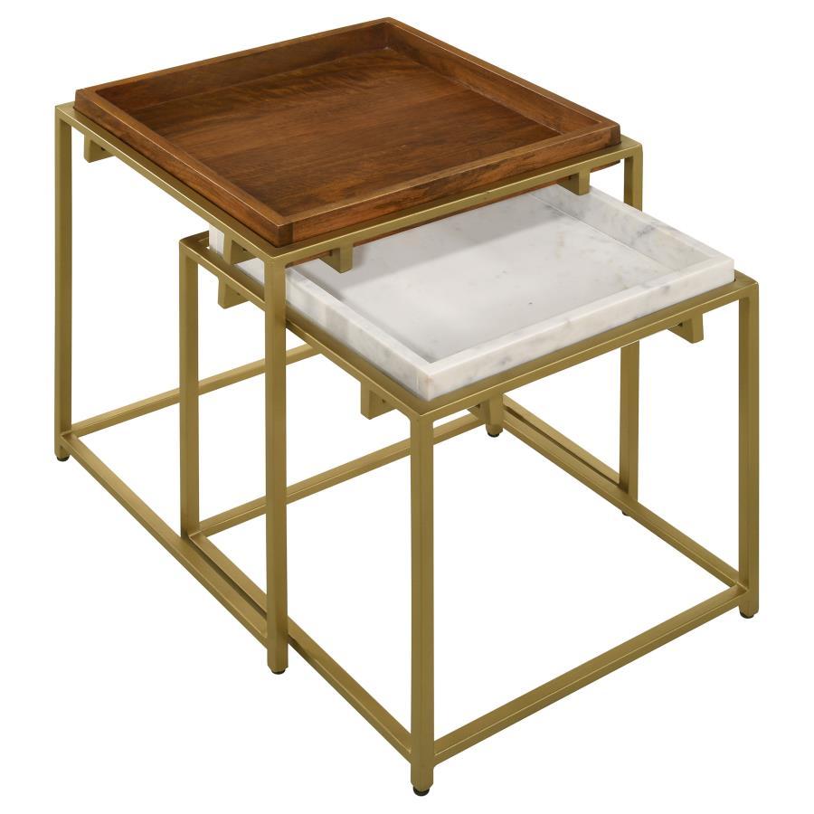 Bolden - 2-Piece Square Nesting Table With Recessed Top - Gold