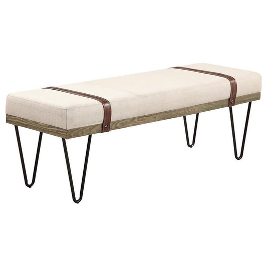 Austin - Upholstered Bench Beige and Black