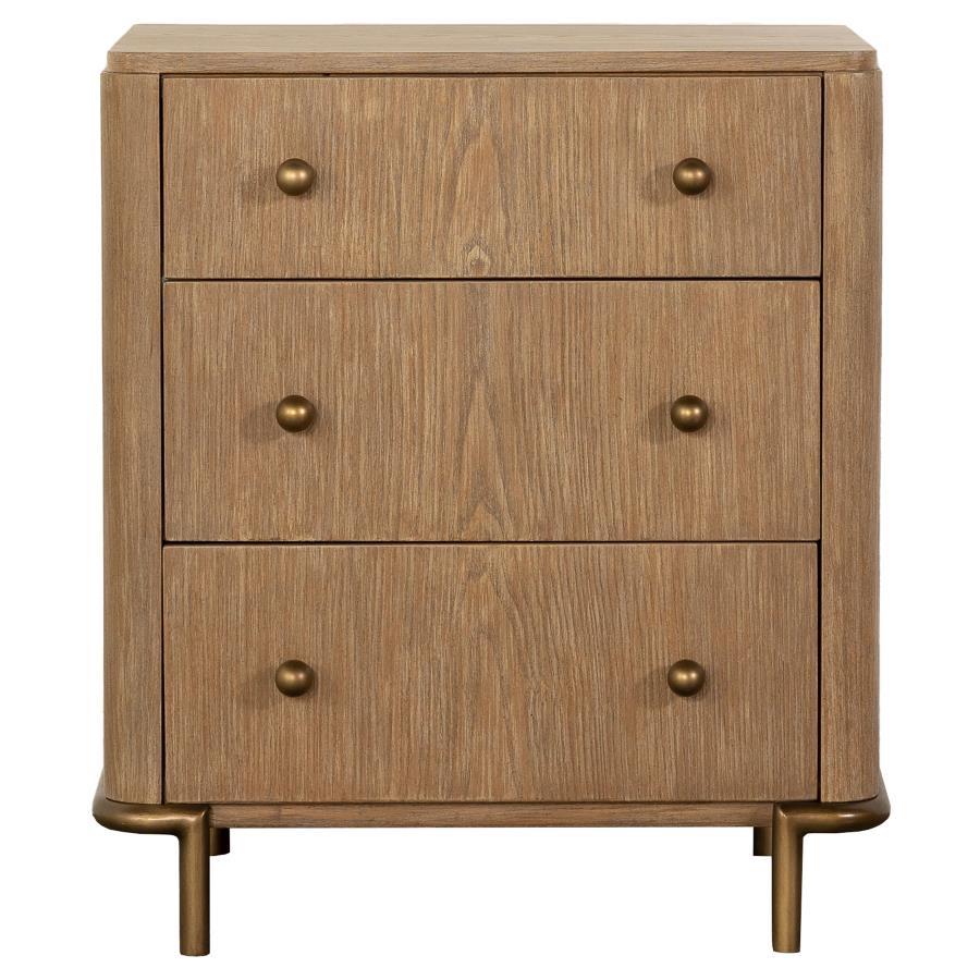 Arini - 3-Drawer Nightstand With Dual USB Ports - Sand Wash